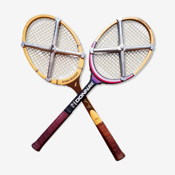 Pair of vintage tennis rackets Monsieur/Madame