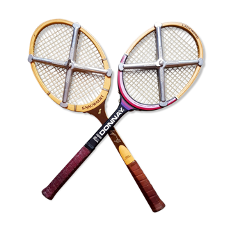 Pair of vintage tennis rackets Monsieur/Madame