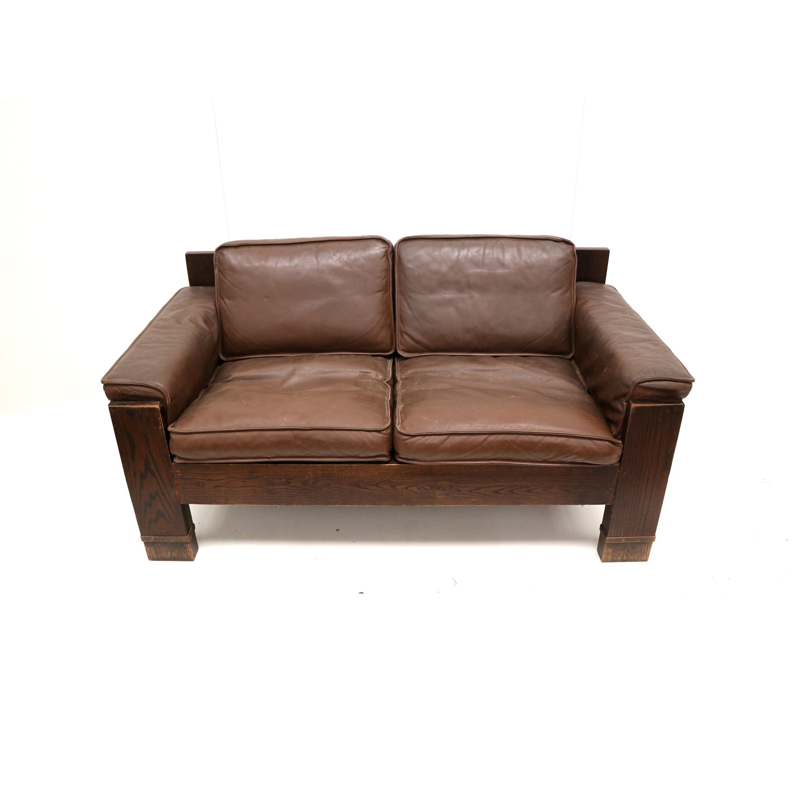 Vintage mid century modern leather design sofa 757 by Harry de Groot for Leolux, 70s