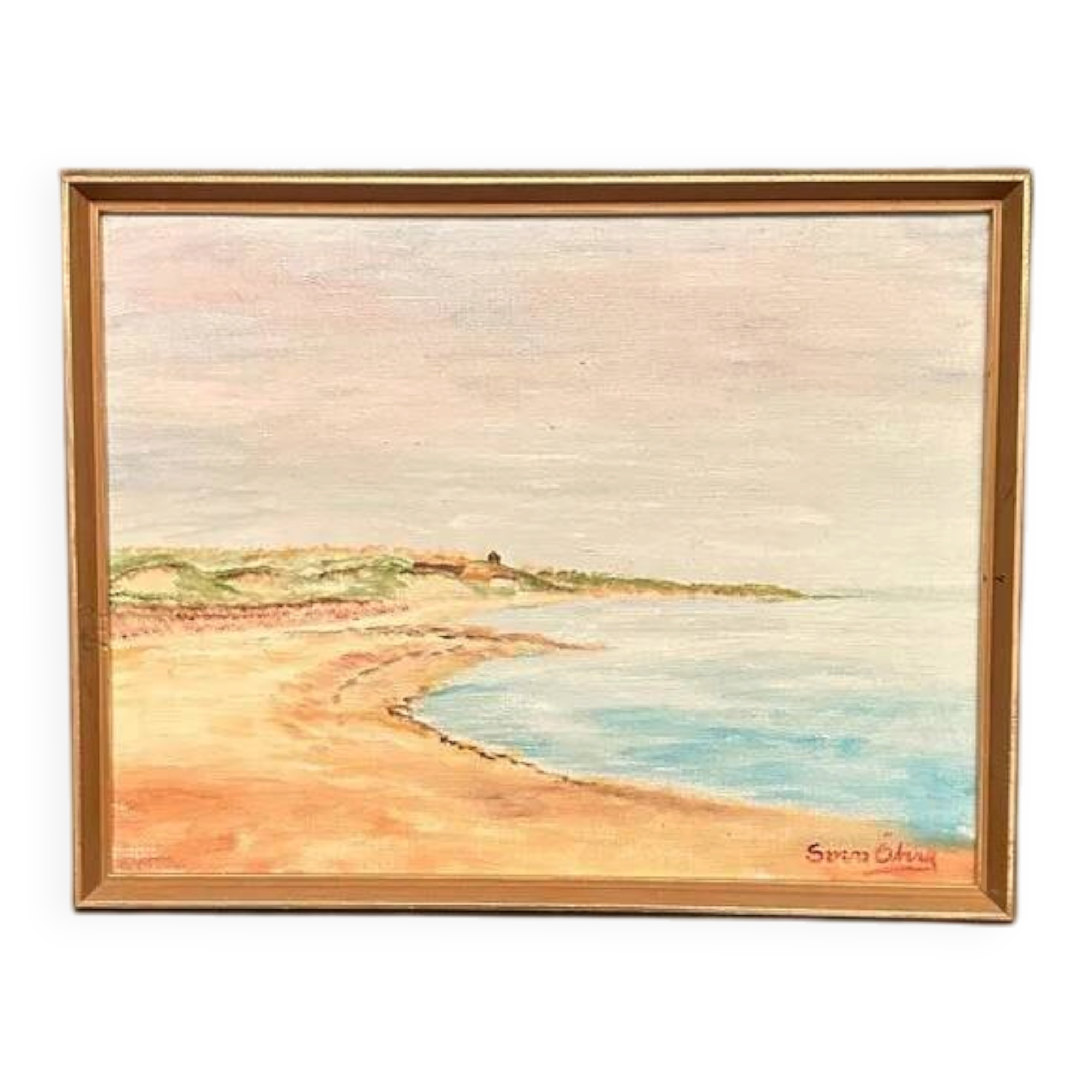 Original Swedish Oil on Canvas - "Côte" by Svan Öberg - Signed - Vintage and Framed - 49 x 38 cm (19.3" x 15")