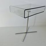 Table, side table, Roche Bobois in plexiglass and chrome metal from the 1980s.