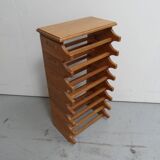 Brutalist oak stackable wine rack 1960's