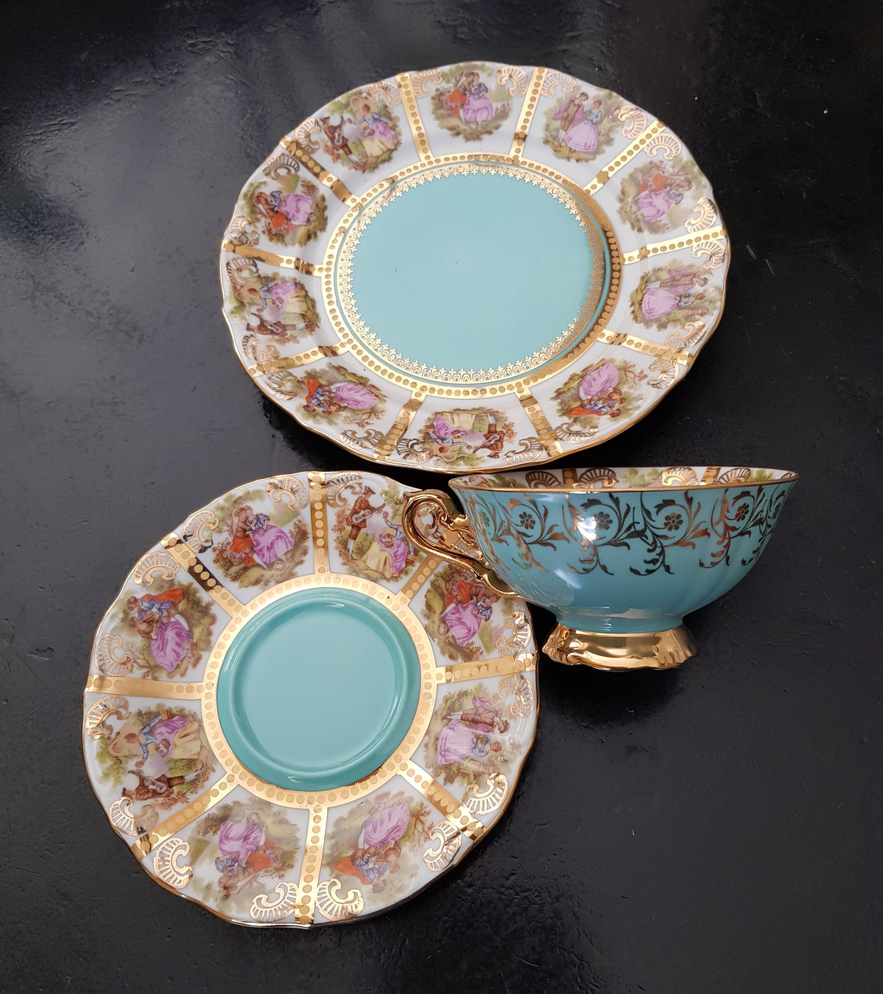 Tea cup with dessert plate