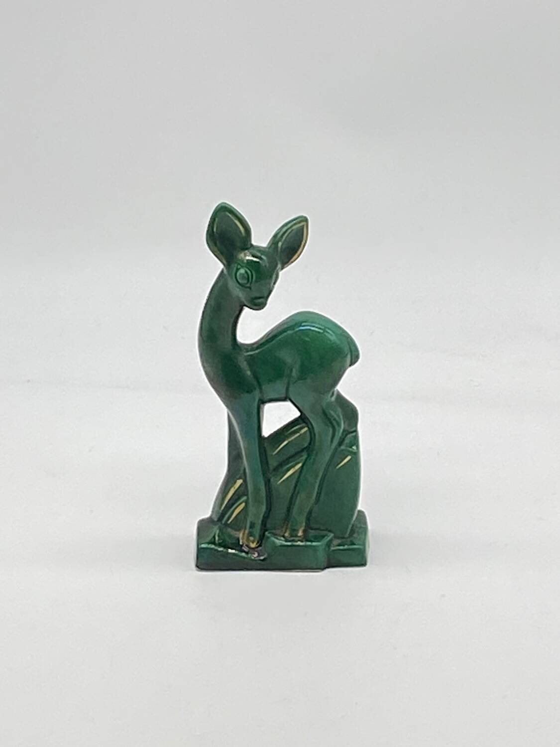 Status / ceramic statuette, doe / fawn, lemanceau art deco