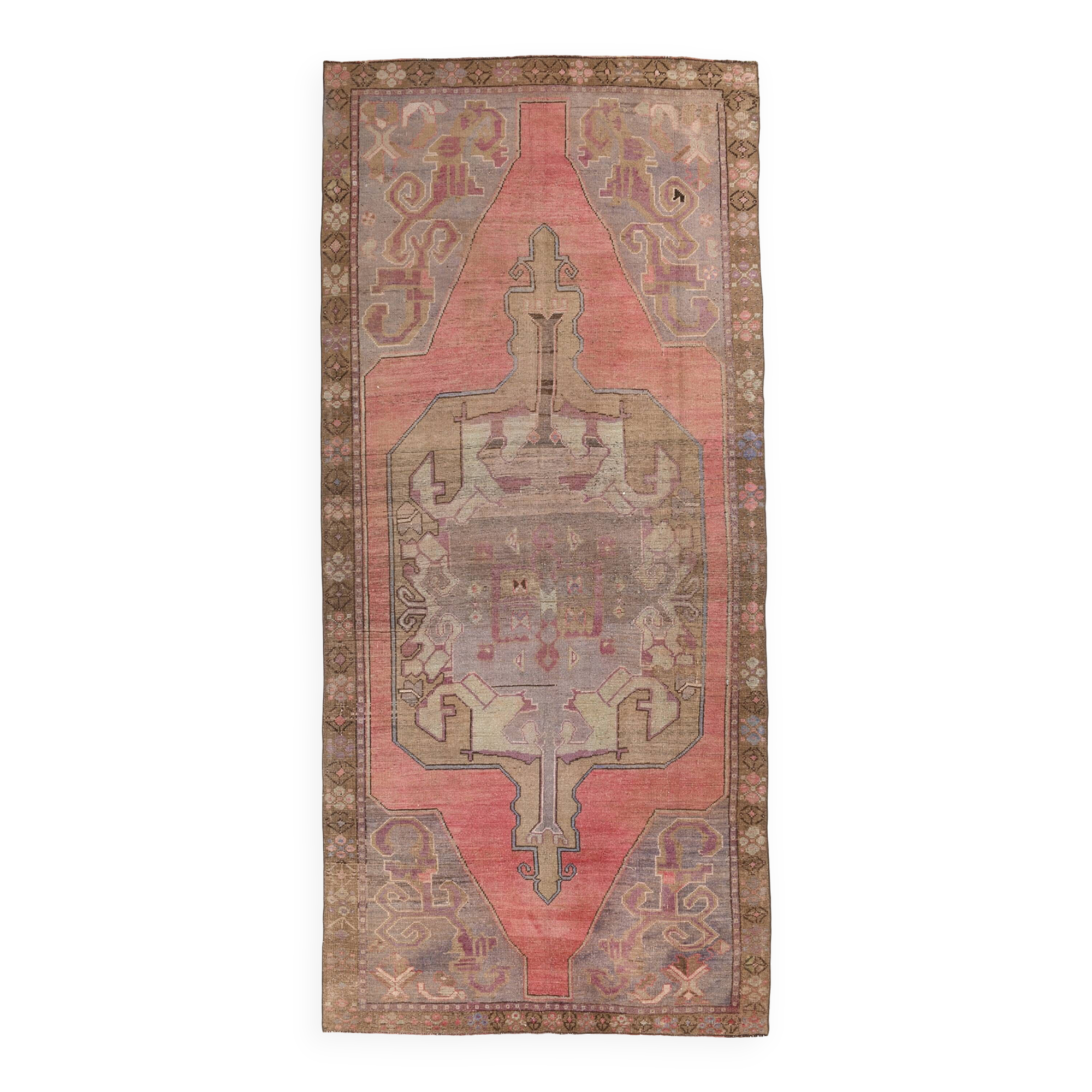 5x11 Rug For Living Room Red Brown Turkish Vintage Rug 150x338Cm