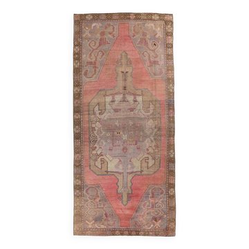 Tapis 5x11 pour salon, tapis Vintage turc rouge marron, 150x338Cm