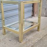 Side table in gold metal and chrome
