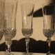 12 vintage glass champagne flutes, Longchamp, Cristal d’Arques