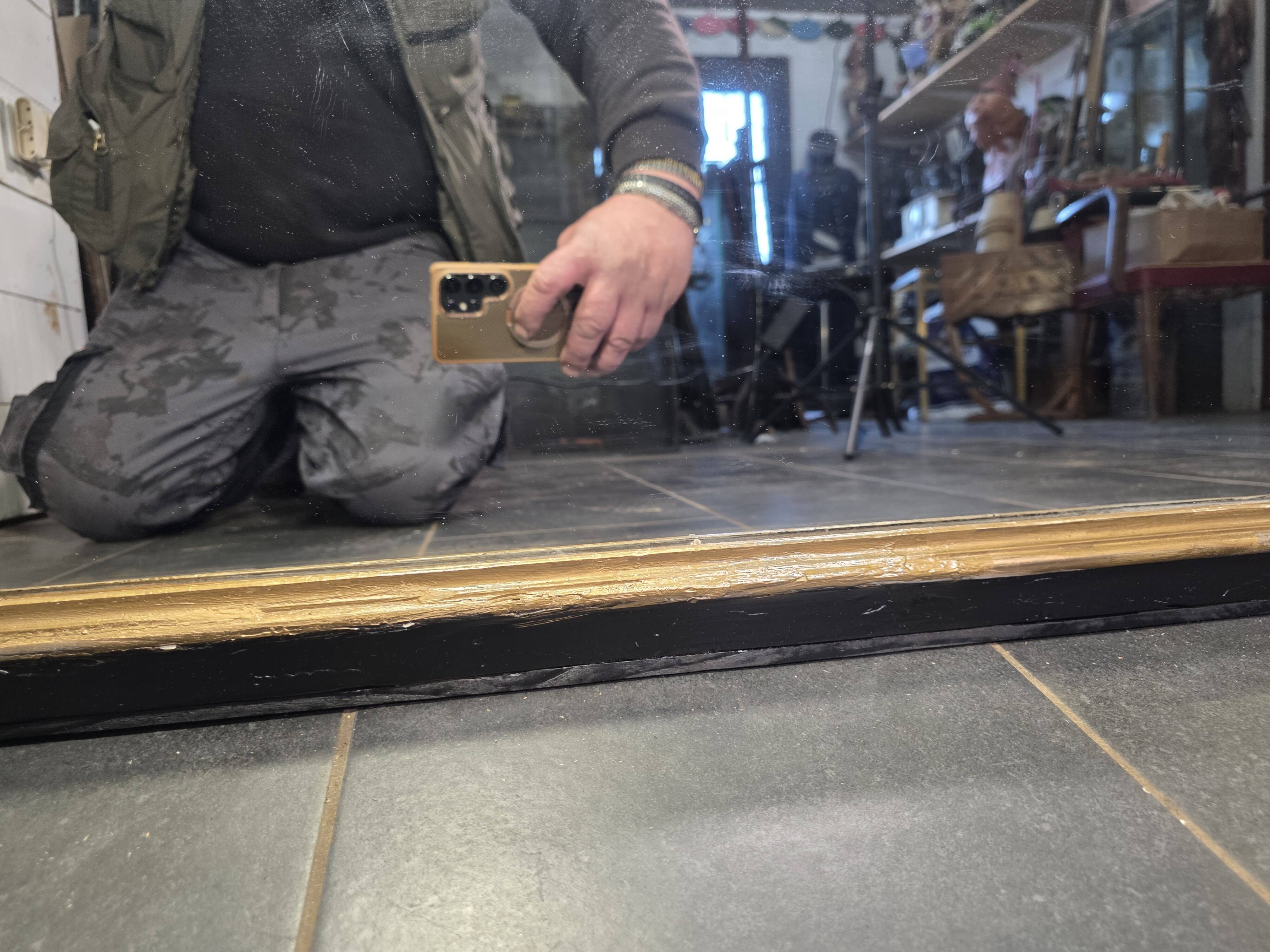 Napoleon III mirror from the 19th century with gold leaf, 190cm H