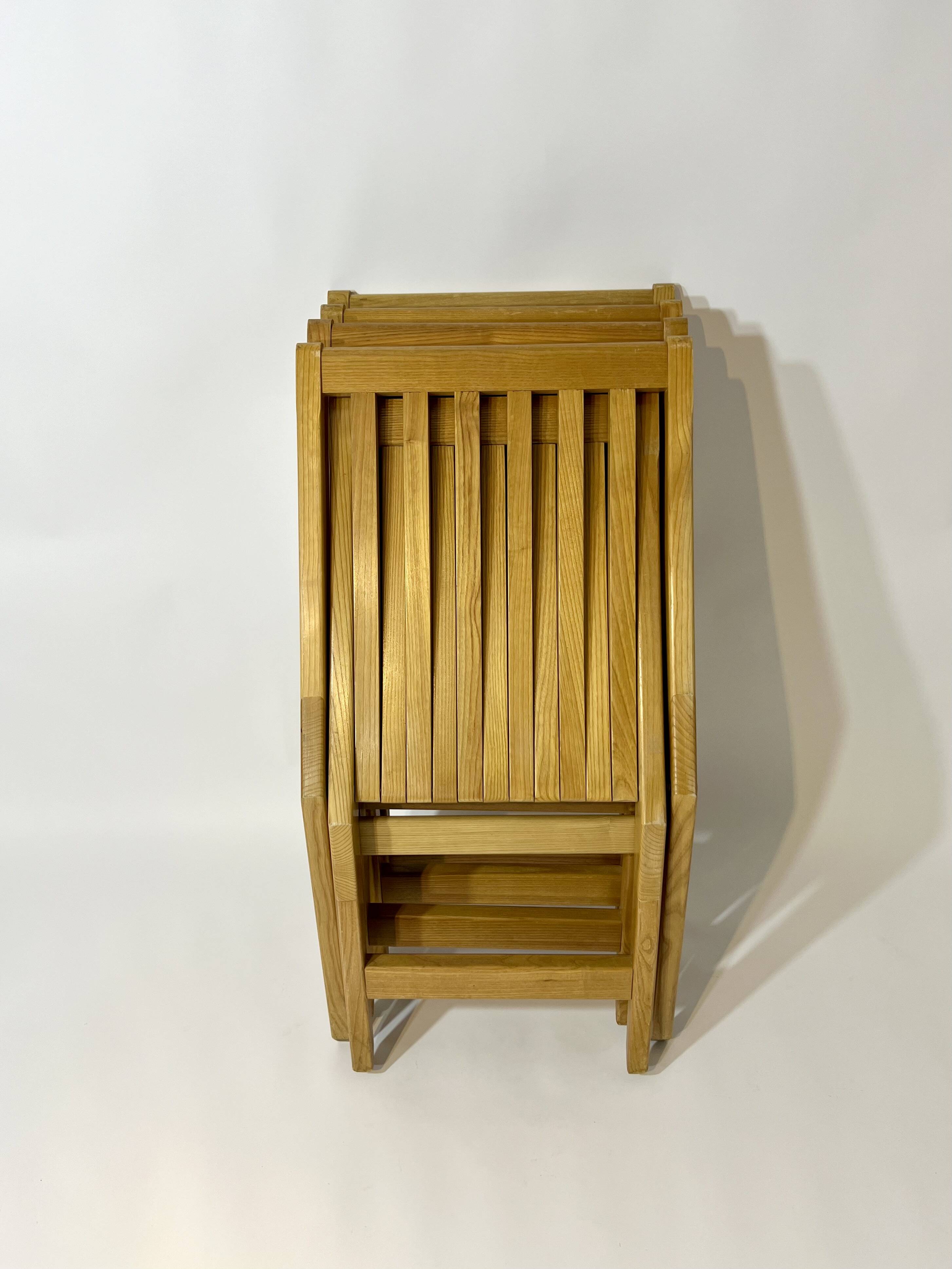 Vintage design solid wood scissor chairs from the 1970s