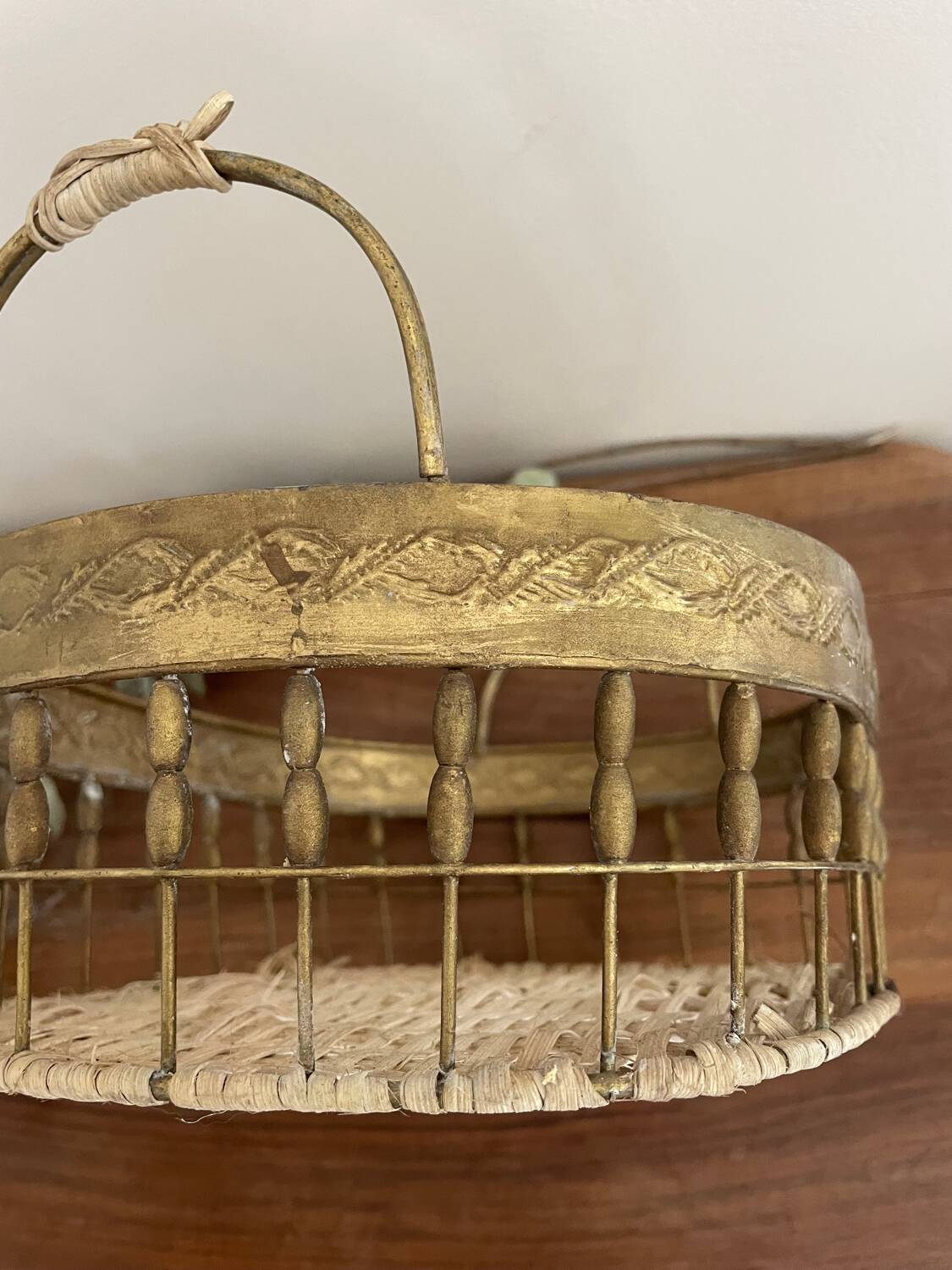 Vintage golden metal basket