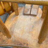 Trio of bent pinewood bar stools