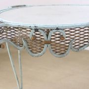 Wrought iron pedestal table mirror top 1930
