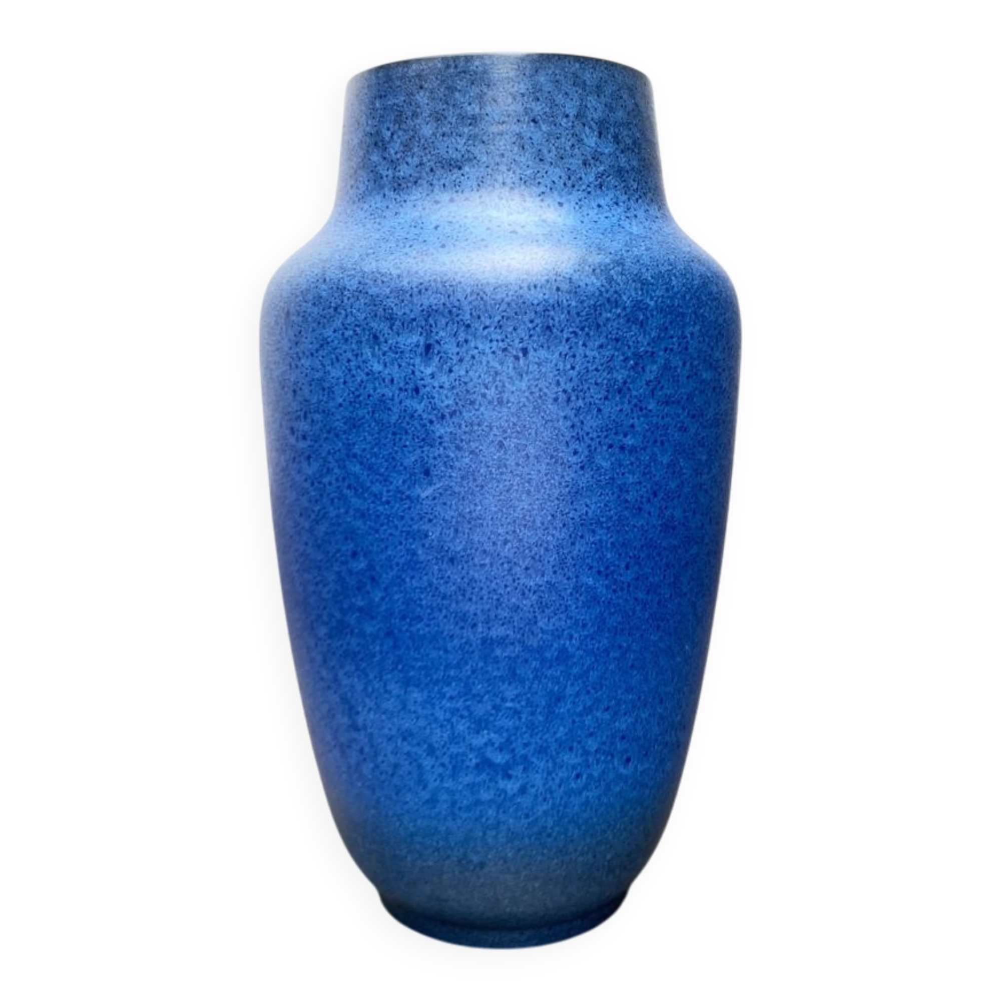 Large blue vase on a German workshop stand from the mid-20th century by Bückeburg Keramik, 1960s.