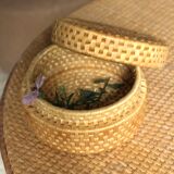Vintage round wicker basket