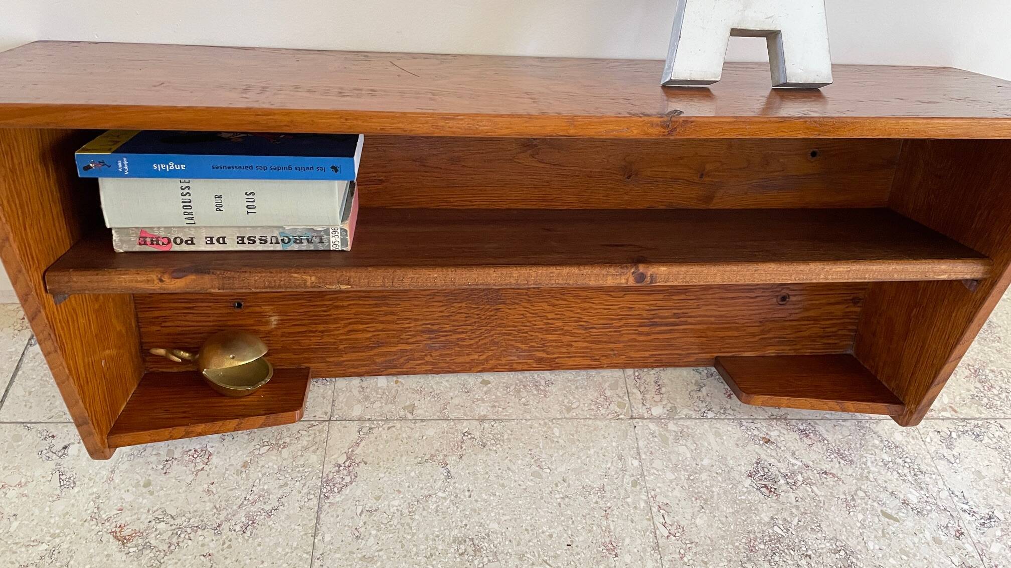 Geometric Wall Shelf Solid Oak Vintage