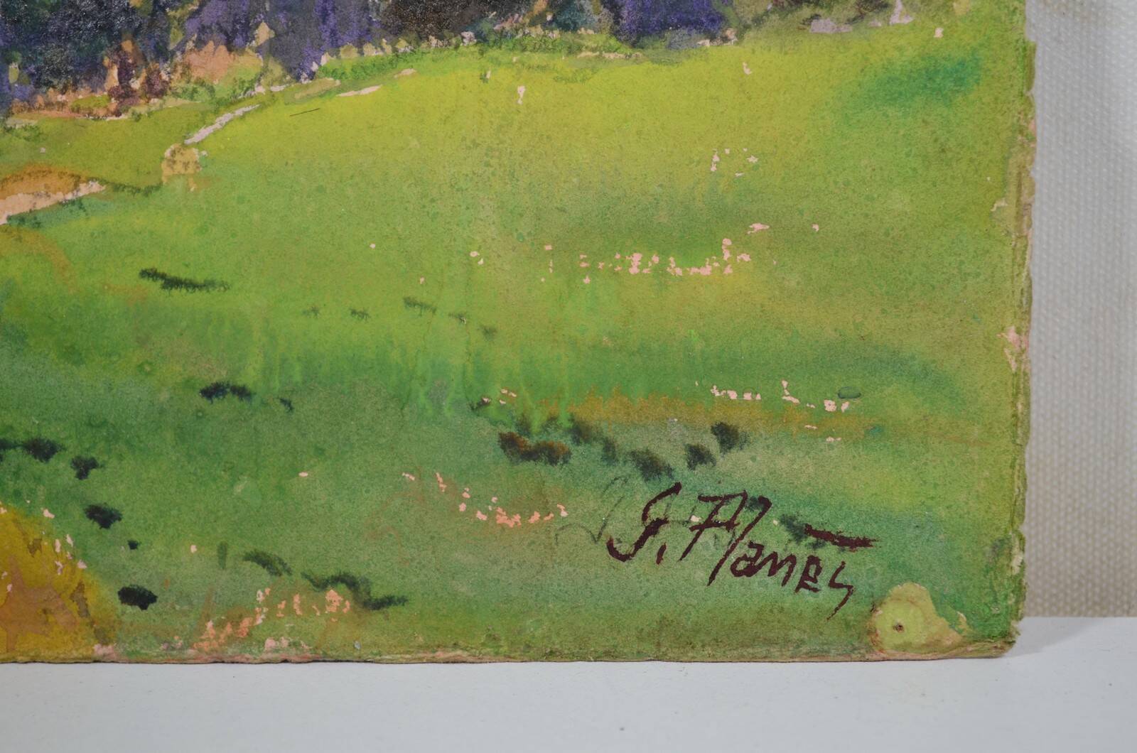 Georges Planes (1897-1977) Valley Landscape, Riverbank (double-sided)