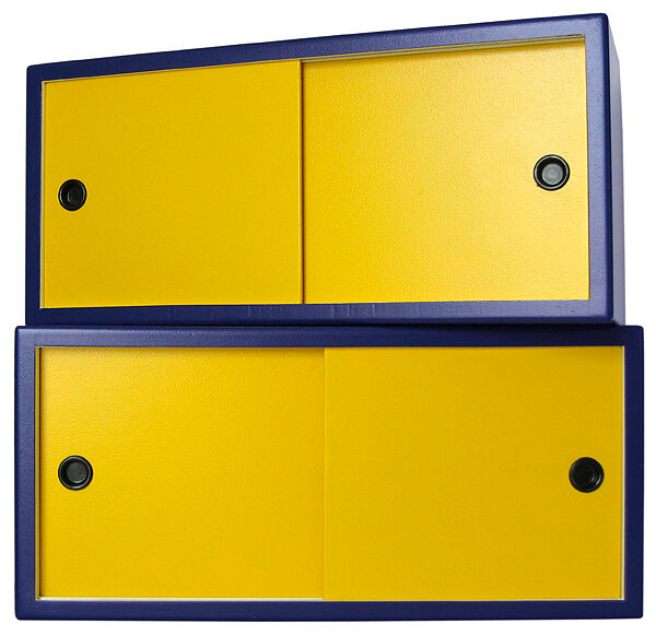 Wall shelves with sliding doors