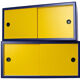 Wall shelves with sliding doors