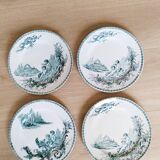 Set of 4 earthenware dinner plates from the Jules Vieillard et Compagnie Manufacture, Bordeaux, c