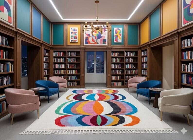 Beni Ourain Rug, Moroccan Abstract Wool Carpet 150/250cm