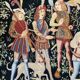 Antique handwoven tapestry Medieval Hunt Unicorn 20th century