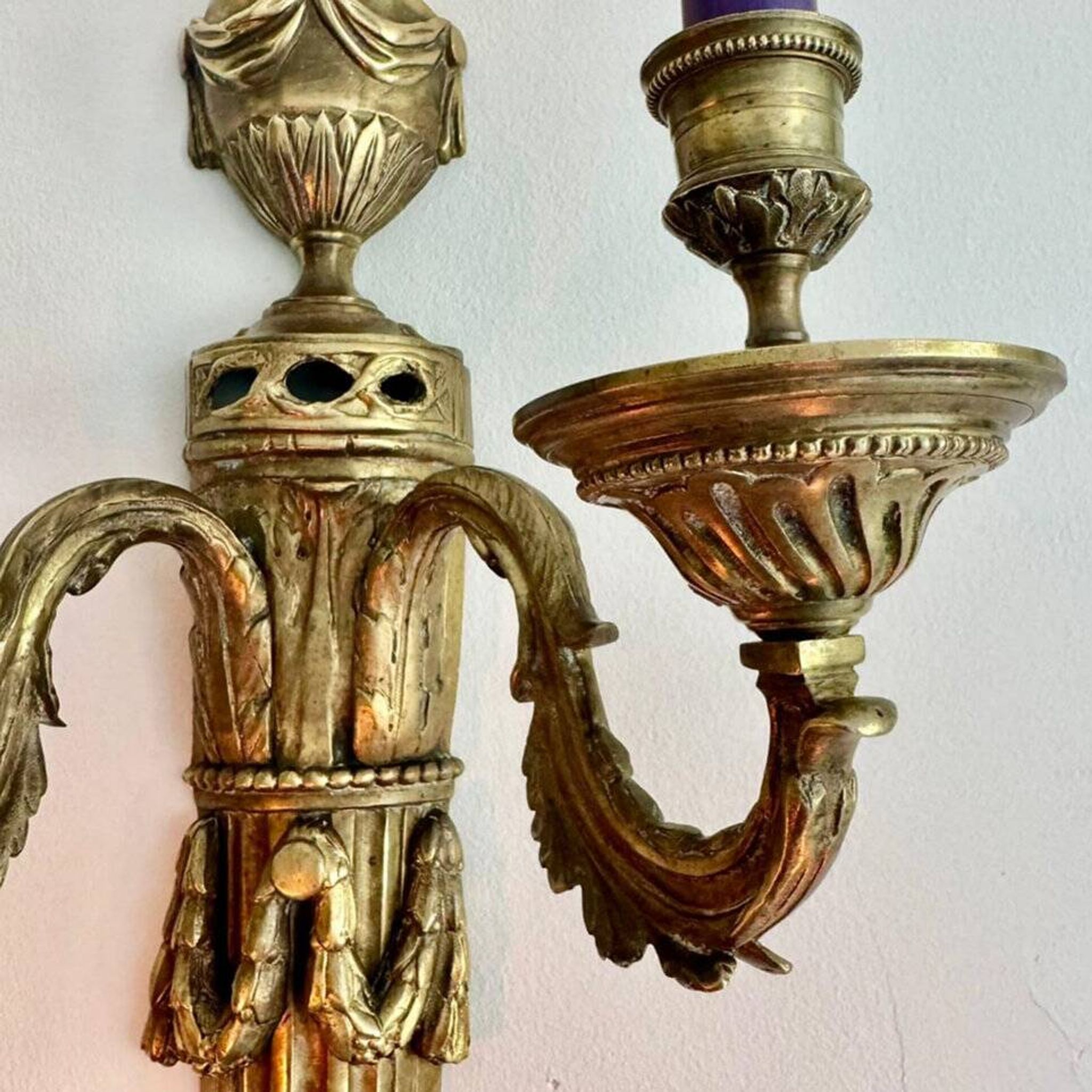 Pair of Mid-19th Century Napoleon III 2-Branch Gilt Bronze Candle Sconces