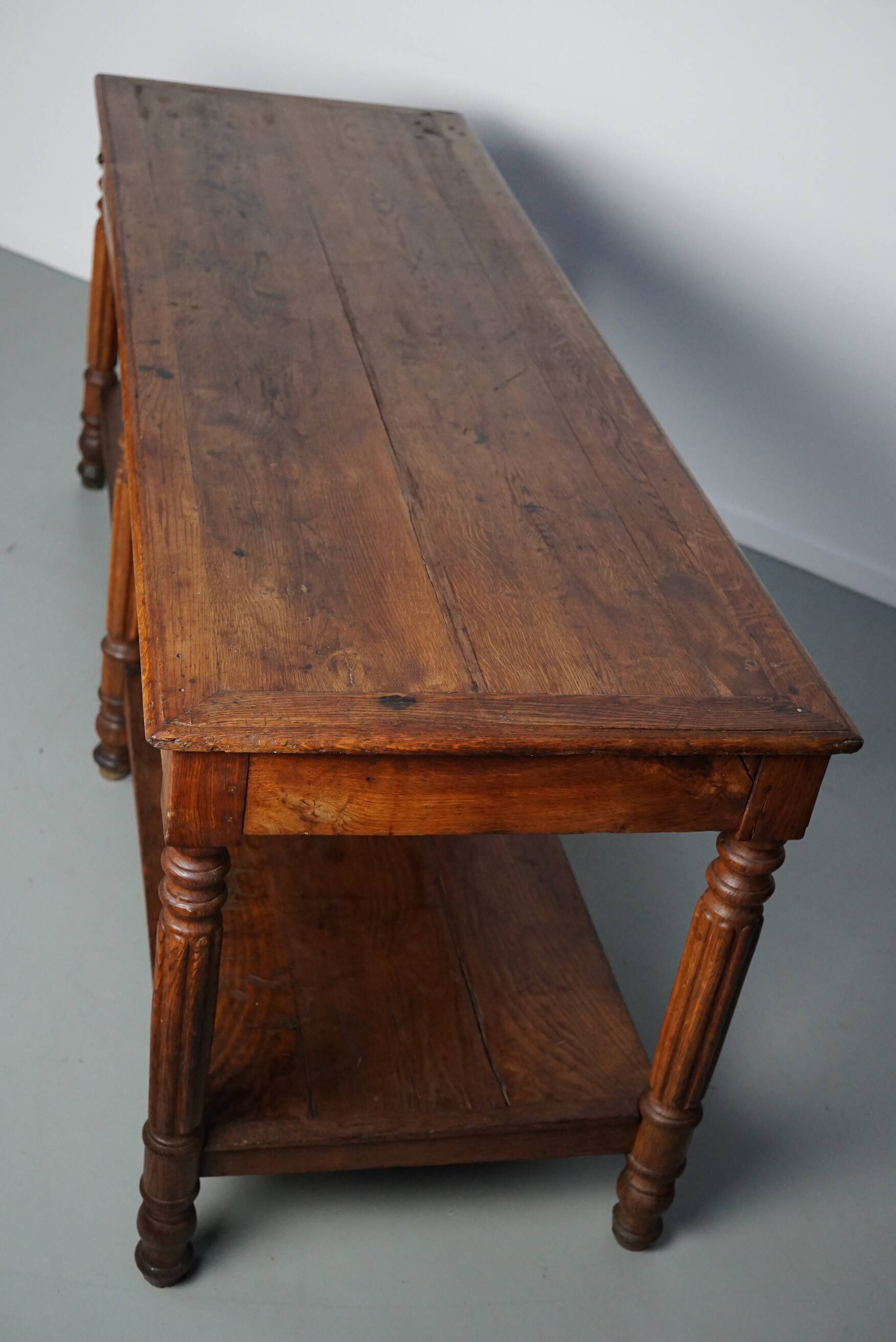 Antique oak 19th century French rustic console / drapers or side table