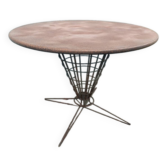 Round art deco metal table