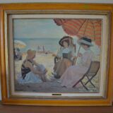 Painting Beach Scene Alfred Victor Fournier