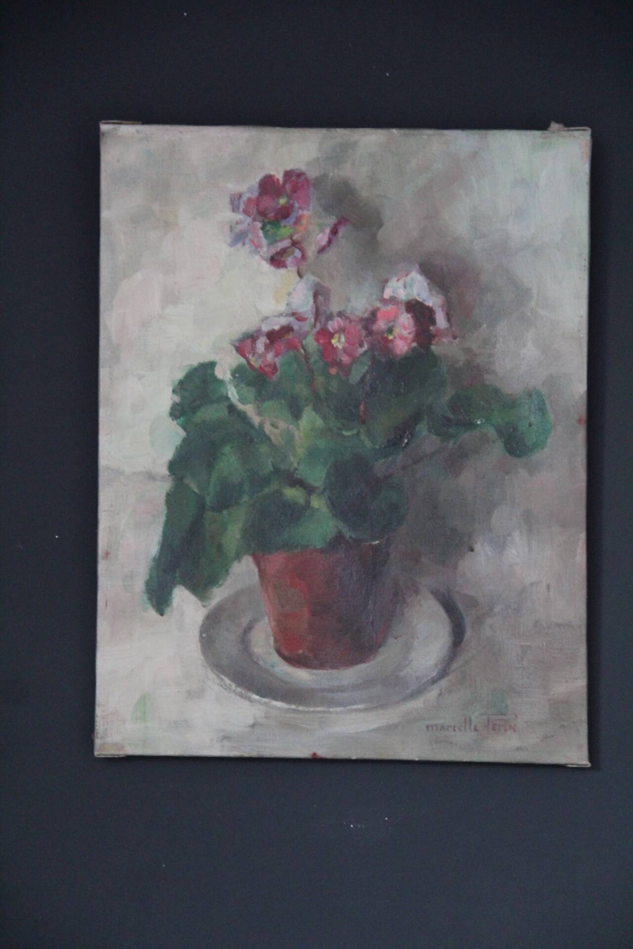 Oil on canvas primroses