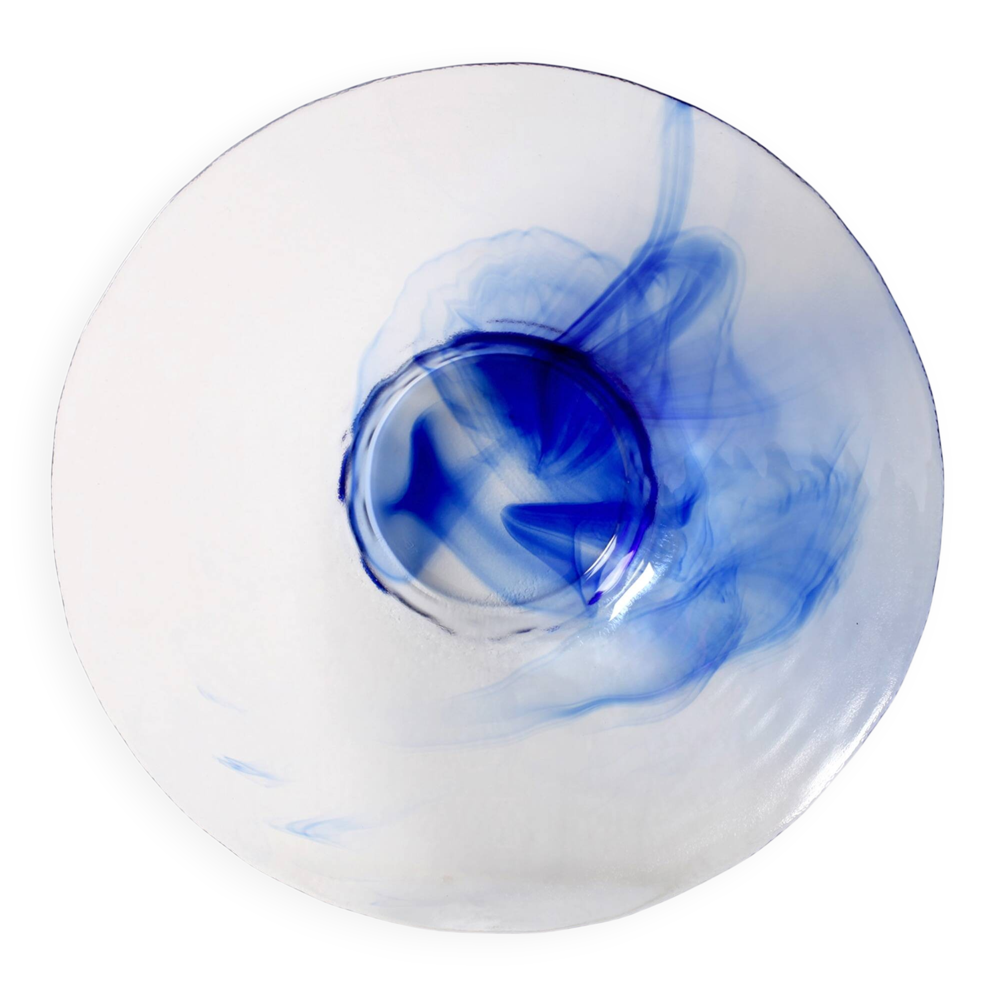 Vintage Bormioli Rocco Blue Swirl Glass Bowl, Mid-Century Italian Art Glass