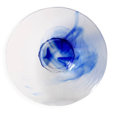 Bol en verre bleu tourbillonnant vintage Bormioli Rocco, verre d'art italien des années 50.