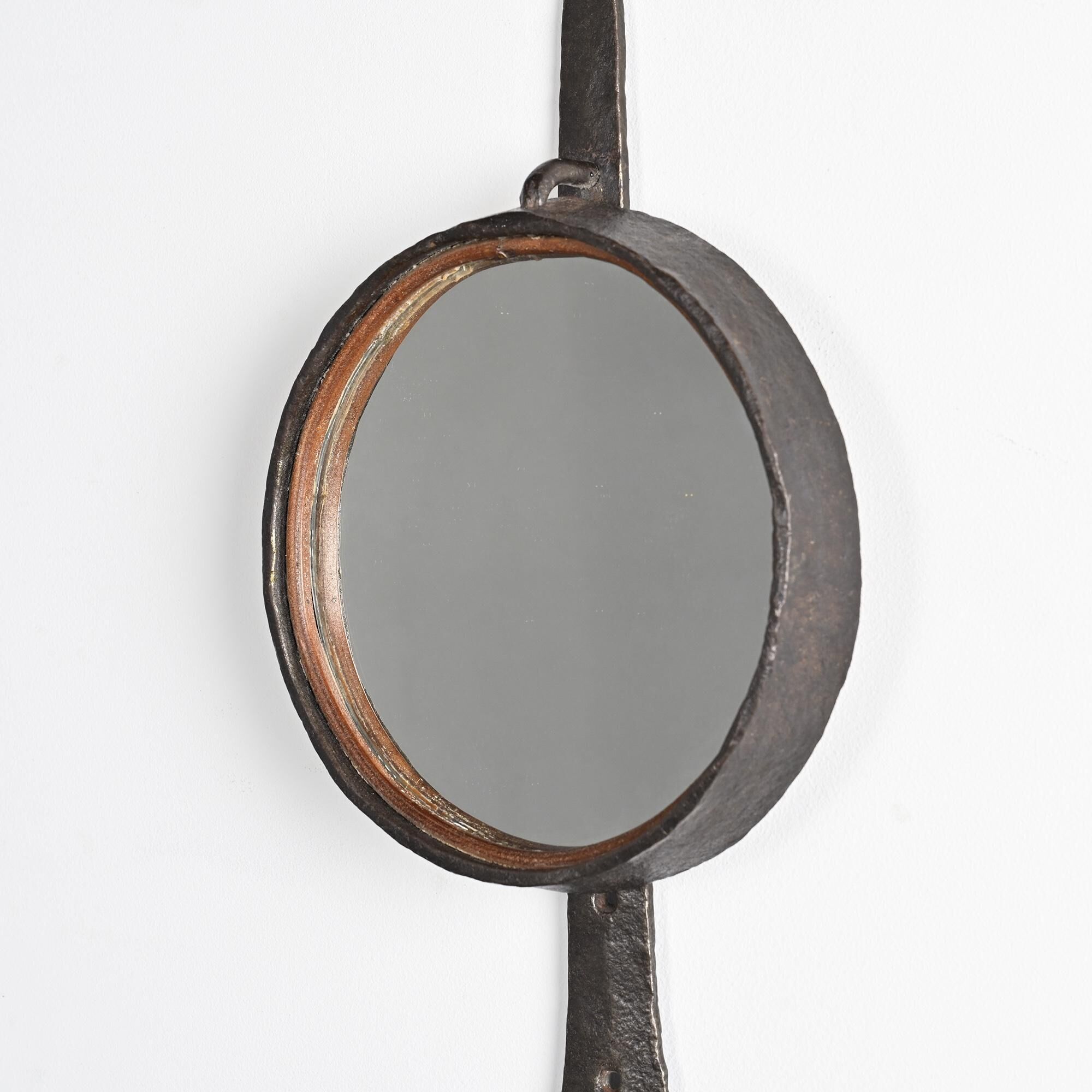 Wrought iron mirror by Léopold Gest, France, circa 1970.