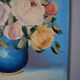 Still life painting bouquet of flowers vintage painted canvas classic decoration bohemian countryside