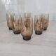 6 large smoked brown glasses