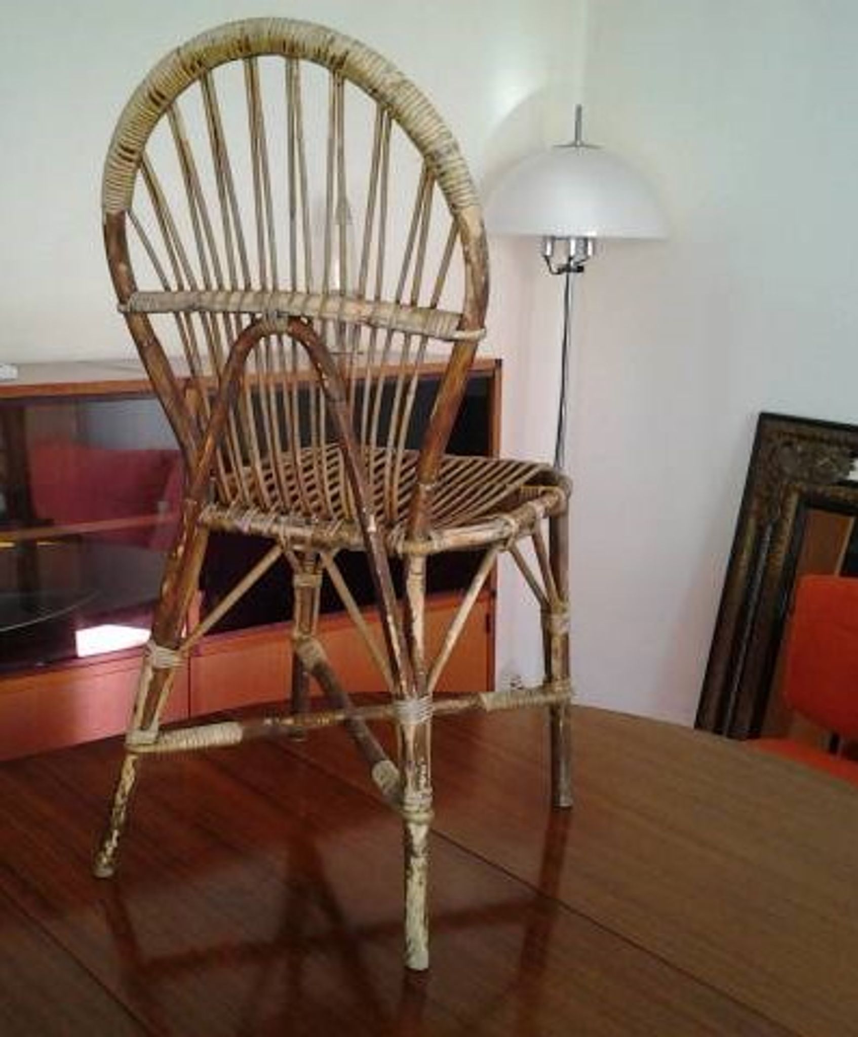 Chair in bamboo and rattan Audoux Minnet Golf Juan of the 1950s
