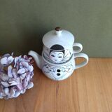 Teapot set and vintage pierrot cup