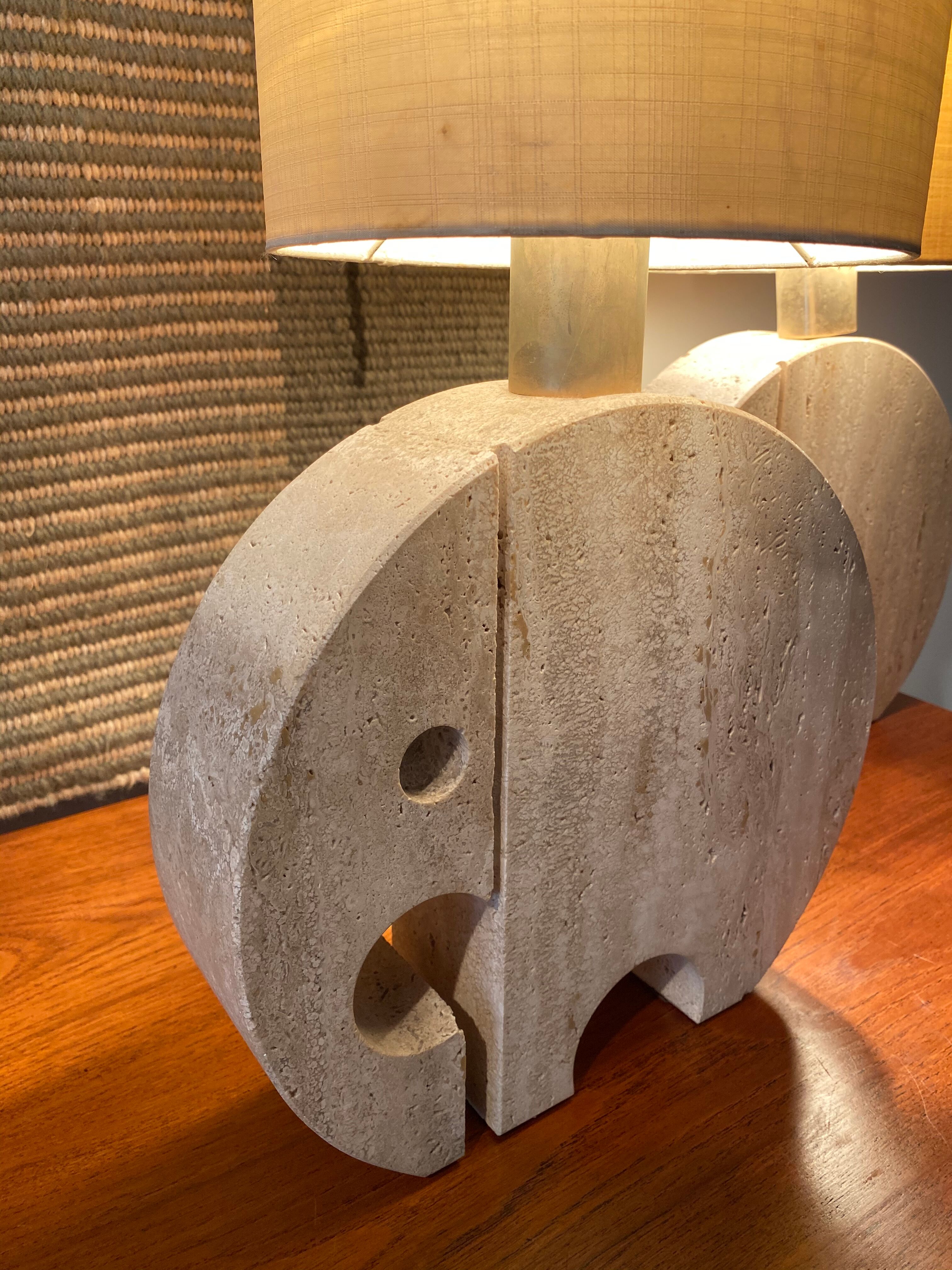 Pair of travertine lamps. Fratelli Mannelli. 70s.