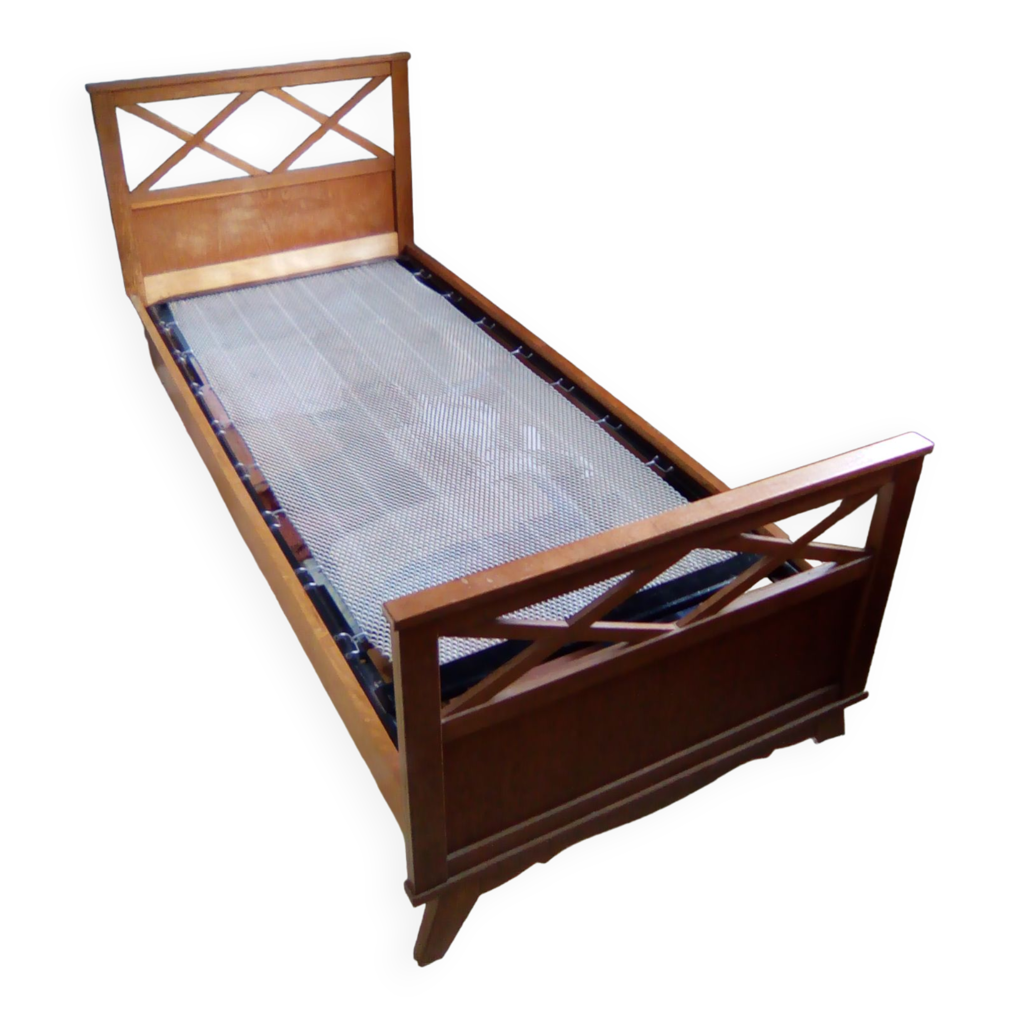 Vintage bed year 60 a place in light solid wood