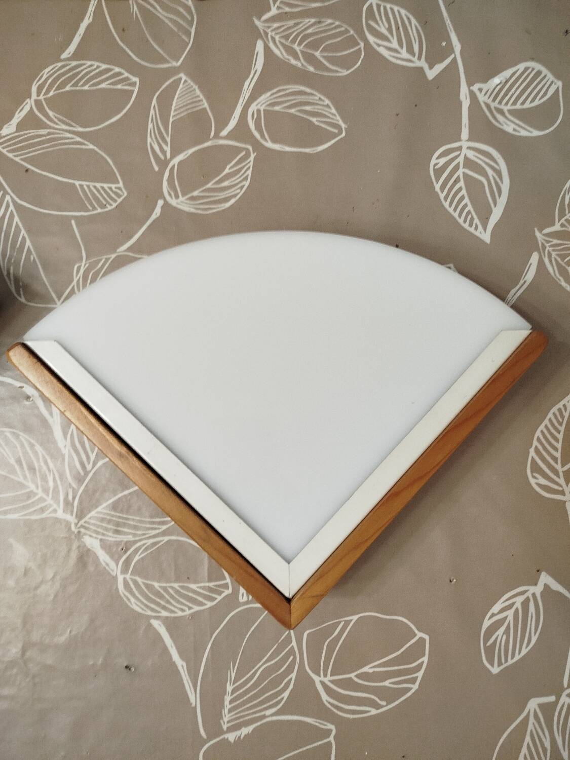 Pair of postmodern wood and plexiglass wall lights from the 1980s.