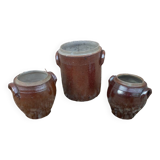 Three stoneware pots