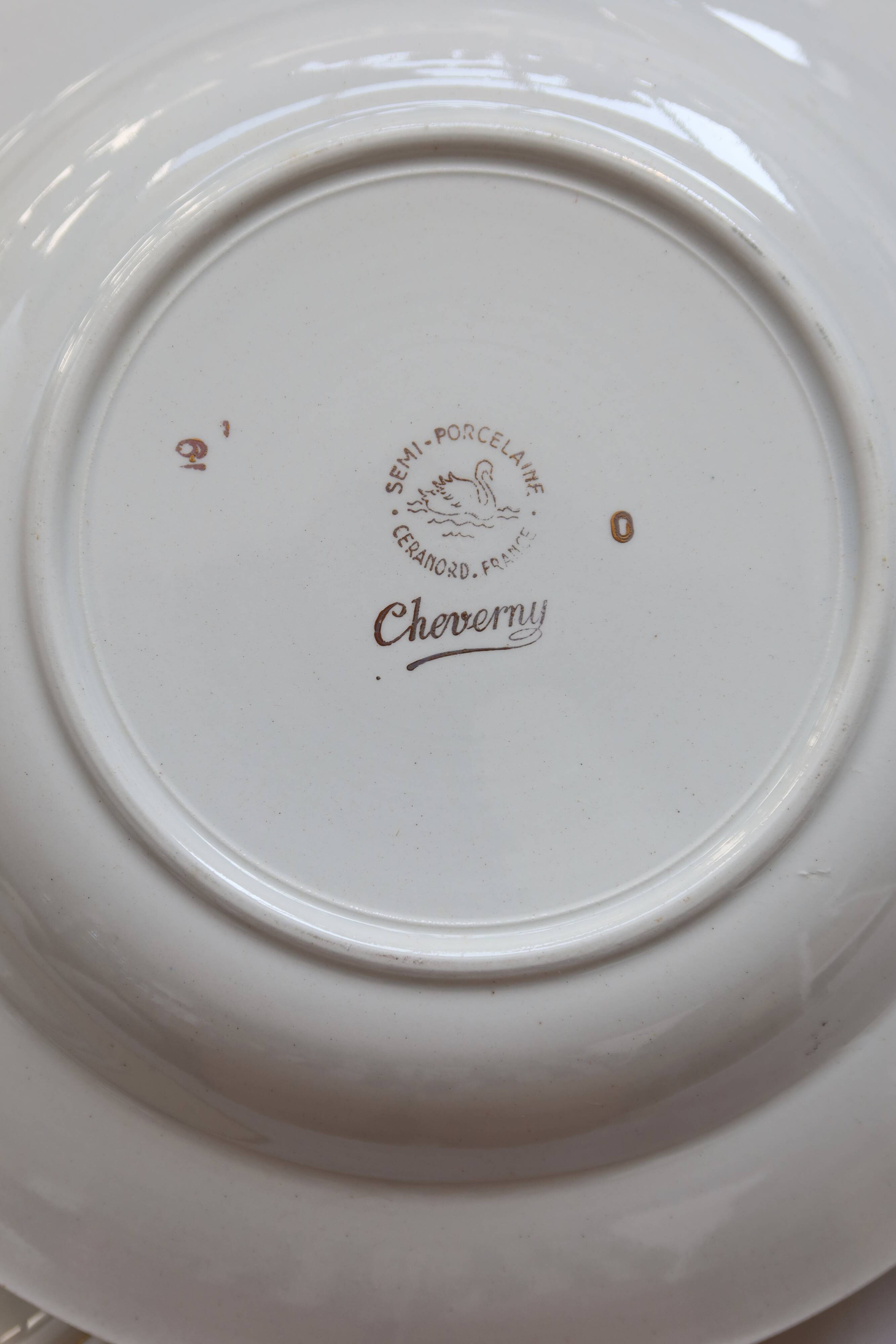 6 vintage Céranord France “Cheverny” soup plates - Floral pattern