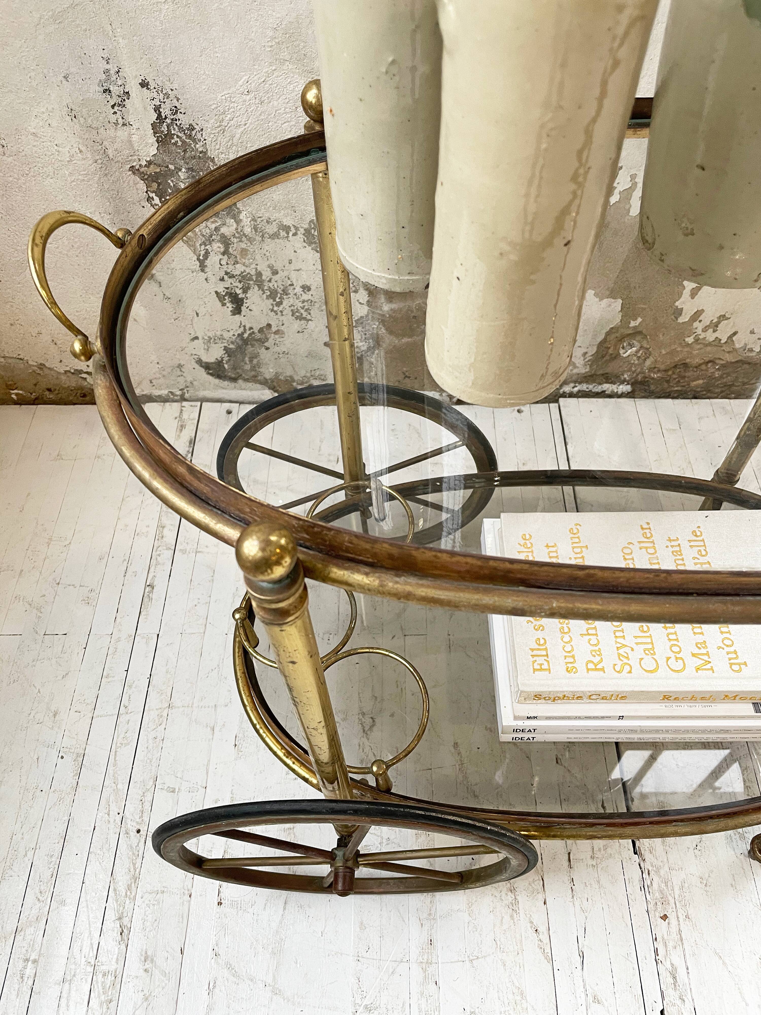 Cart serves brass bar