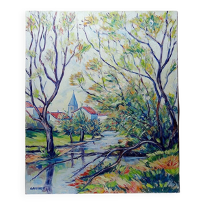 Tableau paysage huile - toile