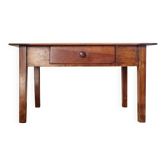 Table basse de ferme ancienne en noyer avec tiroir - L82cm
