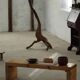 Brutalist modern Swedish table/bench in solid pine, mid-20th century, 1960s.