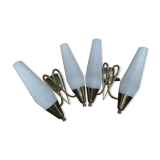 Duo of double appliques in brass and opalines