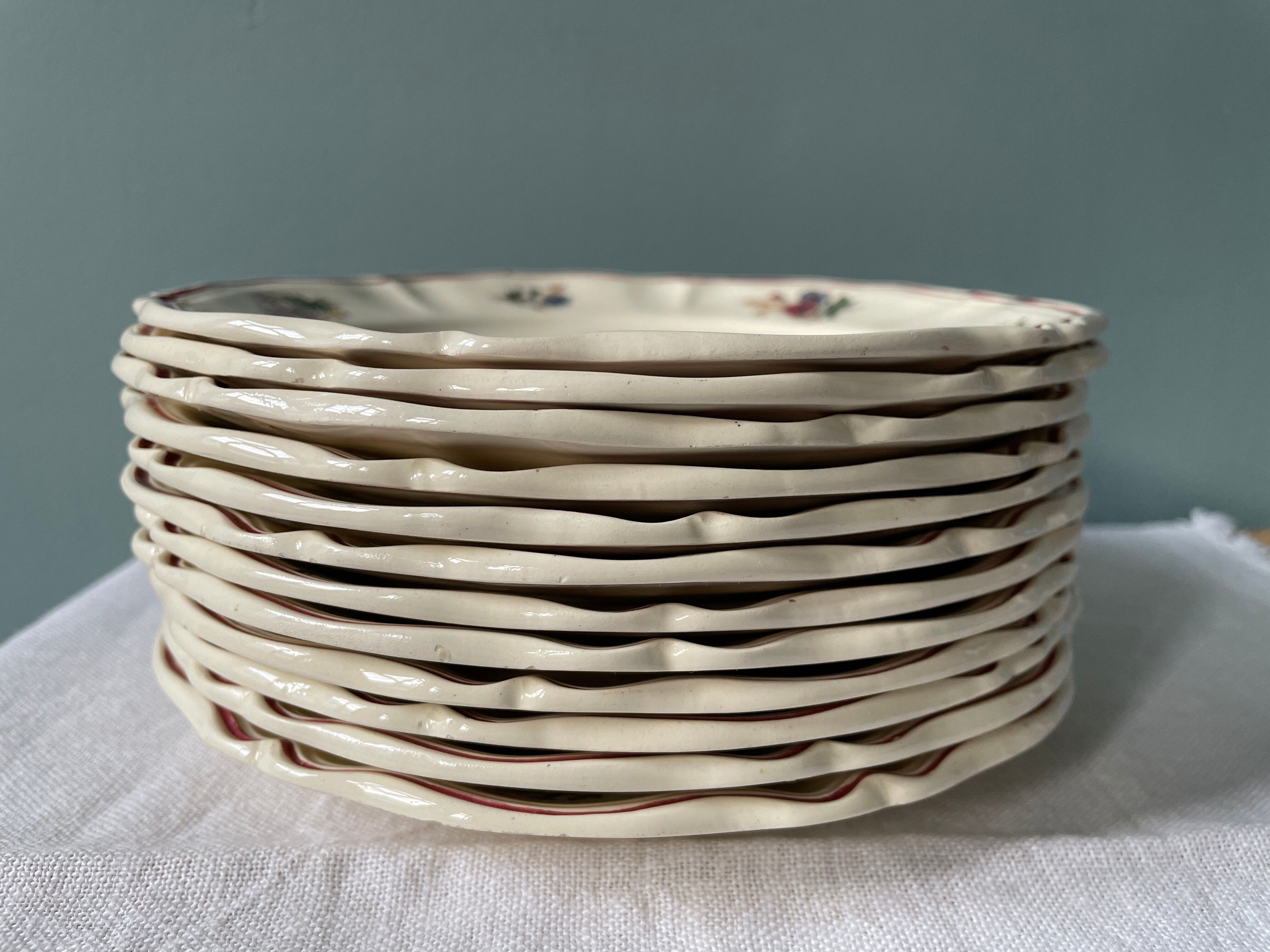Set of 12 dessert plates Agreste Digoin Sarreguemines