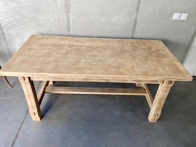 Stripped farmhouse table extensions to 255 cm